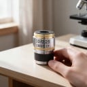 Biológiai mikroszkóp 10x achromatikus ezüst objektív sárga csíkkal 0,25-ös apertúrával és 185 mm-es konjugált távolsággal 2