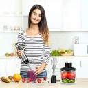 BioloMix 4 az 1-ben 1200 W 6 sebességgel és turbóval merülő mixer 500 ml-es szeletelővel és 600 ml-es edénnyel Rozsdamentes acél kések Fekete 8