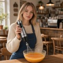 BioloMix 4 in 1 Immersion Blender 1200 W 6 Speeds and Turbo with 500 ml Chopper and 600 ml Container Stainless Steel Blades Black for Smoothies 5