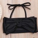 Biquíni moderno para meninas com laço - Preto e branco 3