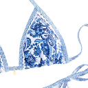 Biquínis de duas peças femininos com padrão floral Top triangular e cuecas com atilhos Elegantes fatos de banho de verão para a praia e férias 2