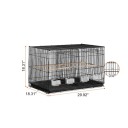 Bird Cage with Divider 80 x 45 x 45 cm Metal Wire 5 Perches and 4 Feeders Removable Bottom Tray Black for Budgerigars and Parrots 2