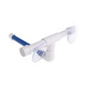 Bird Perch with Two Suction Cups for Tiles and Glass White Plastic Holder with Blue Sitting Rod No Drilling Required Dimensions 24 x 10 cm 3
