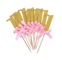 Birthday Cake Toppers 1 Year Pink 10 pcs 1