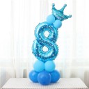 Birthday Number Balloon with Crown for Children Set with Small Balloons for Column Shiny Surface with White Pattern Size 100 cm 8