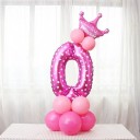 Birthday Number Balloon with Crown for Children Set with Small Balloons for Column Shiny Surface with White Pattern Size 100 cm 12