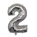 Birthday Silver Balloon with Number 40 cm 2