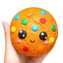 Biscuit antistress à presser pour relâcher la tension Avec un visage souriant et des points colorés Polyuréthane souple Orange 11,5 x 5,5 cm 2