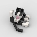 Black and White Cat Building Kit 7.6 × 6.5 × 4.6 cm 62-Piece Plastic Model with Adjustable Position 4