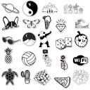 Black and White Stickers 50 pcs E294 4