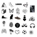 Black and White Stickers with Various Designs 50 pcs PVC Sticker Set with Animals and Plants Size Approximately 5 cm Decoration for Travel Suitcase 3