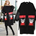 Black Autumn Dress with Print 4