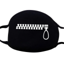 Black Cotton Winter Warm Half-Face Mask Unisex Thickened Mouth Mask with Cartoon Tooth Pattern and Zip Cold Protection 1