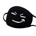 Black Cotton Winter Warm Half-Face Mask Unisex Thickening Mouth Mask with Cartoon Face Pattern Cold and Wind Protection 1