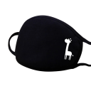 Black Cotton Winter Warm Half-Face Mask Unisex Thickening Mouth Mask with Cartoon Giraffe Pattern Cold Protection 1