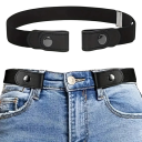Black Elastic Belt Without Buckle 60–95 cm Invisible Trouser Belt Adjustable Flat Belt for Women and Men Comfortable Wear 1