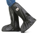 Black High Waterproof Shoe Covers Non-Slip Sole Elastic Strap Press Stud Fastening Flexible Motorcyclist Shoe Cover 2
