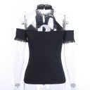 Black Off-Shoulder Women's T-Shirt 6