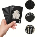 Black Plastic Playing Cards 55 Pieces with Waterproof Surface and Luxurious Relief 57 x 87 mm Elegant Set for Poker, Rummy and Canasta 6