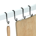 Black Stainless Steel Hanging Towel Rack 7.3 x 6.6 x 2.4 cm Door Hook for Cabinet 2 Hooks Kitchen and Bathroom Organisation 2