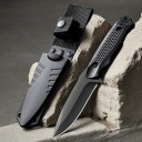 Black Steel Camping Knife 20 cm with Sheath Outdoor Survival Hunting Knife Hiking Camping Tactical Knife for Nature 3