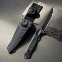 Black Steel Camping Knife 20 cm with Sheath Outdoor Survival Hunting Knife Hiking Camping Tactical Knife for Nature 4