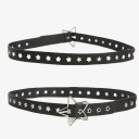 Black Studded Leather Belt 103 x 2.8 cm with Star-Shaped Metal Buckle Stylish Rock Accessory Fashion Belt with Metal Details 2