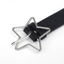 Black Studded Leather Belt 103 x 2.8 cm with Star-Shaped Metal Buckle Stylish Rock Accessory Fashion Belt with Metal Details 3