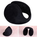 Black Warm Ear Muffs for Women and Men for Winter Soft Plush Surface Fluffy Inner Side Foldable Shape Simple Design 2