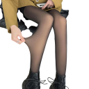 Black Women's Sheer Tights with Open Toe 300g Winter Thermal Tights with Fleece High Waist Elegant Look for -15 to 5 °C 2