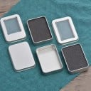Blaszane pudełko prezentowe 8,7 × 6 × 1,7 cm metalowa puszka z częściowo przezroczystym okienkiem kolorowa skrzynka na drobiazgi 3