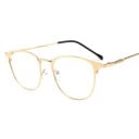 Blaues Lichtfilterbrille für Computer Retro-Fassungen mit markanter oberer Linie Metallbügel und unterer Rahmen Abgerundete klare Gläser 4