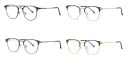 Blaues Lichtfilterbrille für Computer Retro-Fassungen mit markanter oberer Linie Metallbügel und unterer Rahmen Abgerundete klare Gläser 6