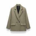 Blazer feminino de dois botões Corte oversized solto Lapelas pontiagudas e bolsos com lapela Forro em poliéster Blazer elegante 6