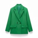 Blazer feminino de dois botões Corte oversized solto Lapelas pontiagudas e bolsos com lapela Forro em poliéster Blazer elegante 3