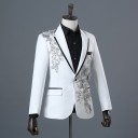 Blazer masculino com flores 3D prateadas J2670 3