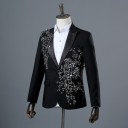 Blazer masculino com flores 3D prateadas J2670 14