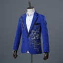Blazer masculino com flores 3D prateadas J2670 21