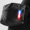 Blikající výstražné bezpečnostní LED červené modré světlo 7 x 2,5 cm s klipem na rameno nebo držákem na řídítka USB nabíjení ABS+PC 3