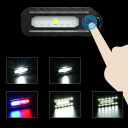 Blikající výstražné bezpečnostní LED červené modré světlo 7 x 2,5 cm s klipem na rameno nebo držákem na řídítka USB nabíjení ABS+PC 4