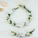 Bloemenkroon voor Haar Rozen en Volle Bloemen Elegante Natuurlijke Compositie met Bindlint Romantische Haaraccessoire 1