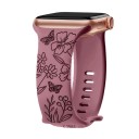 Bloemgraveren bandje 38 40 41 mm voor Apple Watch S1–S10 SE Laser siliconen band Vlinders Wilde bloemen Franse design 7