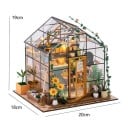 Blomsterhus 20 x 18 x 19 cm Miniatyr LED byggesæt med møbler Dekorativt hus med belysning og realistiske detaljer 7