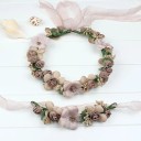 Blomsterkrans för hår Rosor och fulla blommor Elegantisk naturlig komposition med knytband Romantisk håraccessoar 4