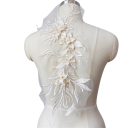 Blomstret blonder applikation 47 x 16 cm Polyester broderet applikation Dekorativt blonder ornament til kjoler bluser tøj og håndarbejde 8