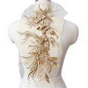 Blomstret blonder applikation 47 x 16 cm Polyester broderet applikation Dekorativt blonder ornament til kjoler bluser tøj og håndarbejde 9