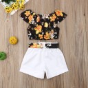Blomstret t-shirt og shorts til piger L1126 2