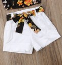 Blomstret t-shirt og shorts til piger L1126 4