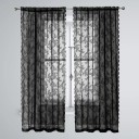 Blondegardin Sort Tyndt Transparent Gardin med Blomstermønster Blomster Transparent Gardin Luftigt Dekorativt Romantisk Gardin 100 x 200 cm 1
