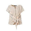 Blouse à rayures pour femmes avec décolleté en V et nœud à la taille Blouse légère et élégante pour un usage quotidien 10